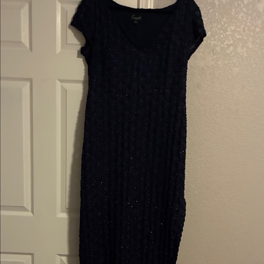 Connected Apparel Glittering Dark Blue Maxi Dress